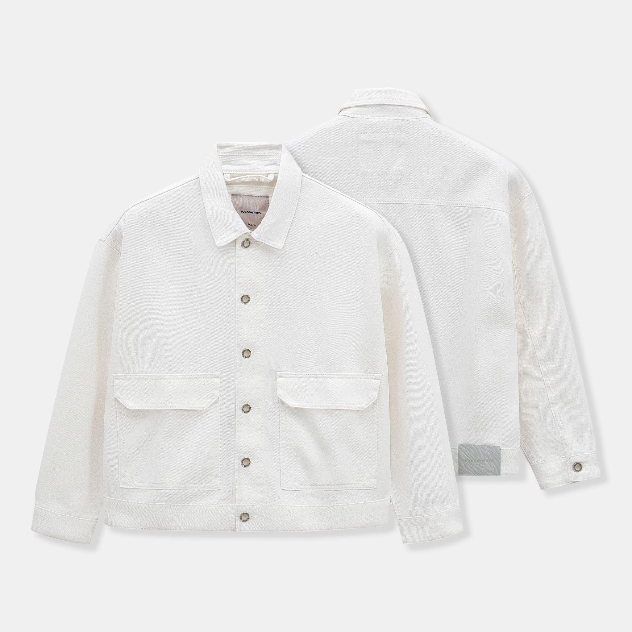Áo Khoác Jeans Nam Offwhite Pocket Form Loose