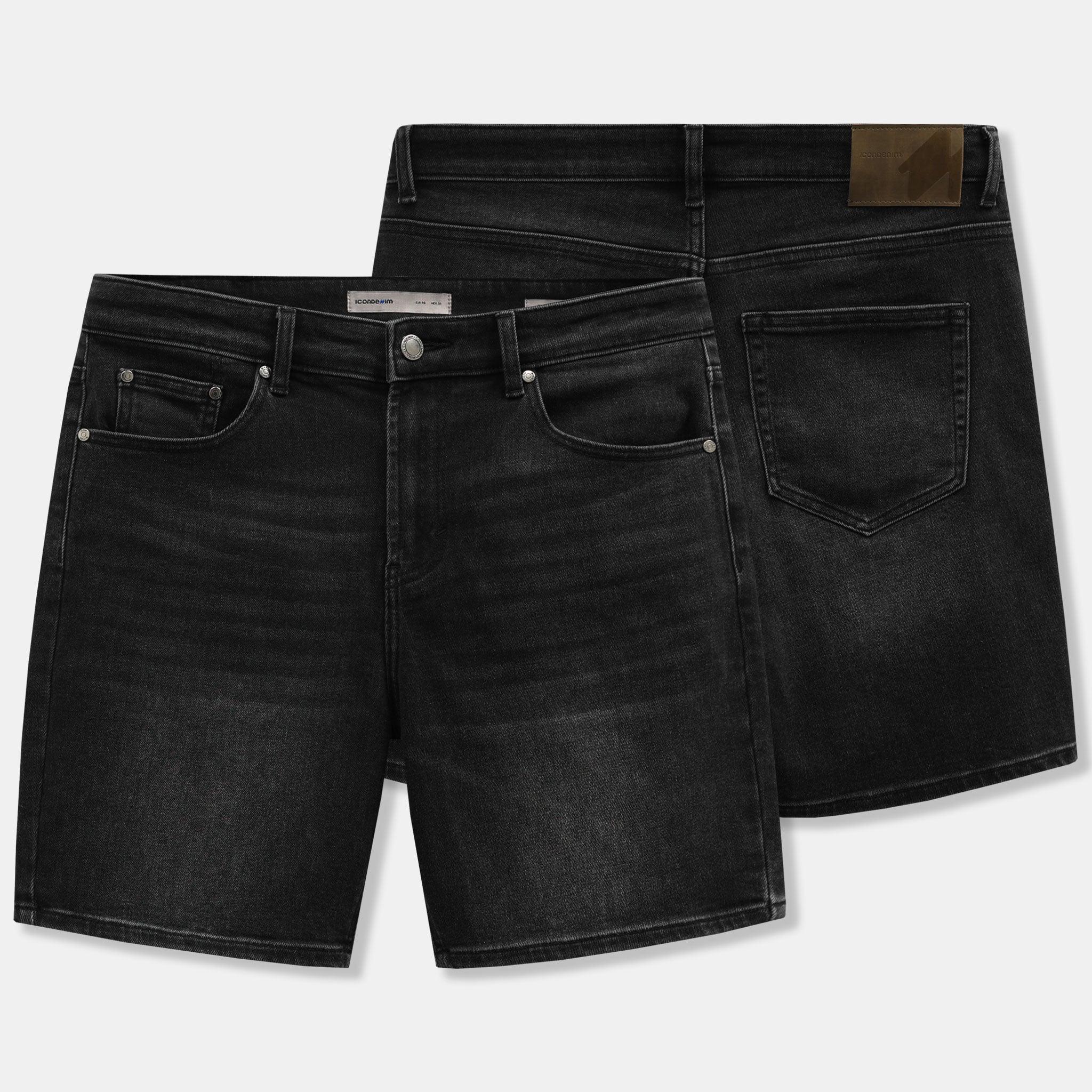 Quần Short Jean Nam Dark Grey Form Regular