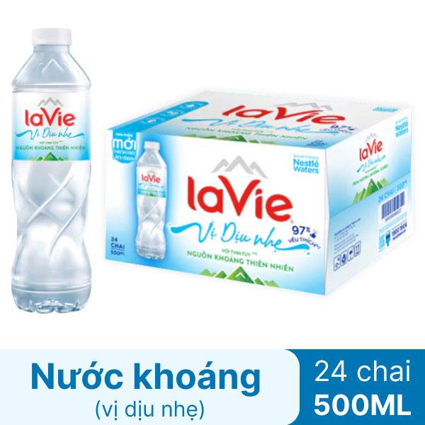 Thùng 24 chai nước khoáng La Vie vị dịu nhẹ 500ml