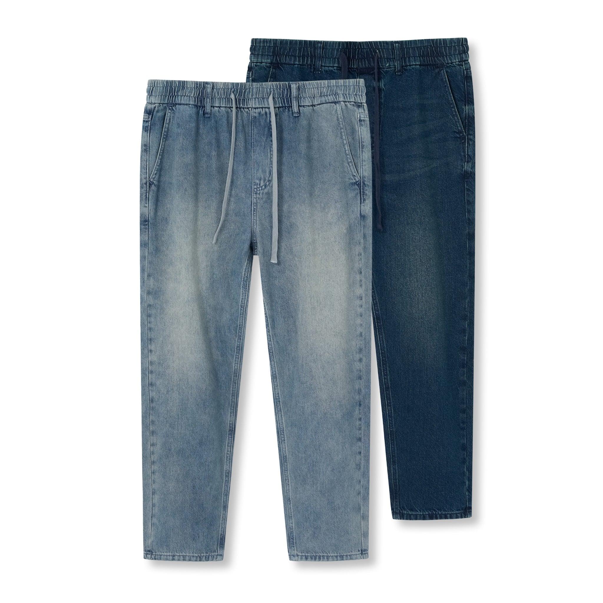 Quần Jean Nam Dài Lưng Thun Faded Wash Form Baggy